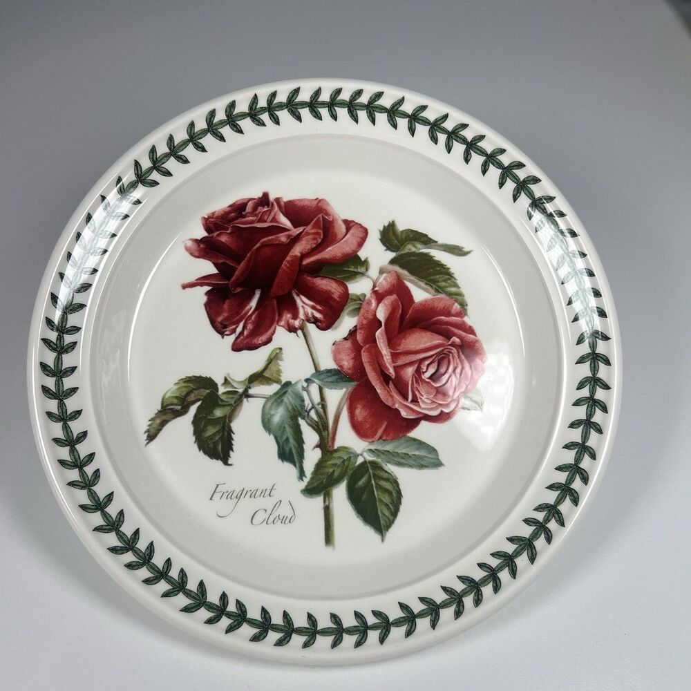 Portmeirion BOTANIC Garden ROSES Fragrant Cloud 8.5" Round Salad Plate BRITAIN